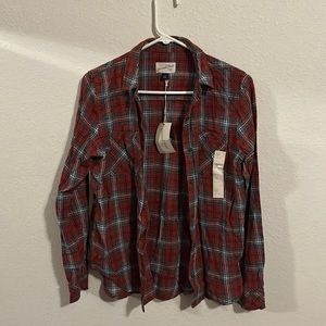 Red plaid buttoned shirt
